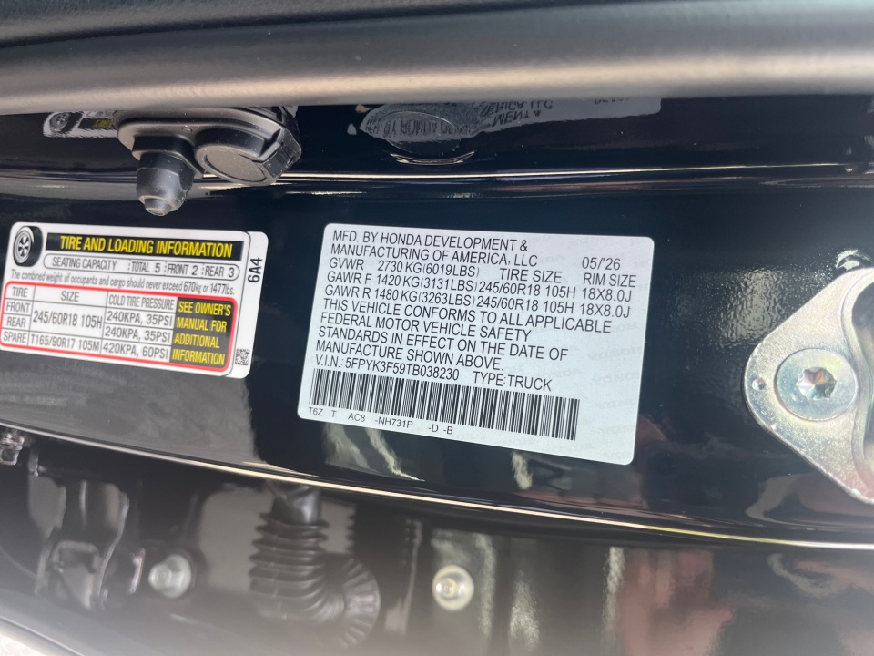5FPYK3F59TB038230 2026 Honda Ridgeline RTL