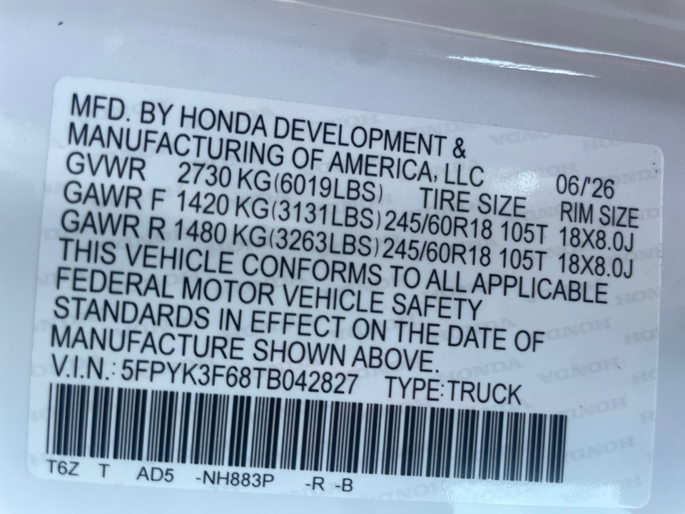 5FPYK3F68TB042827 2026 Honda Ridgeline TrailSport
