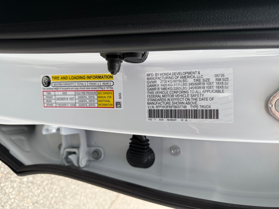 5FPYK3F69TB037748 2026 Honda Ridgeline TrailSport
