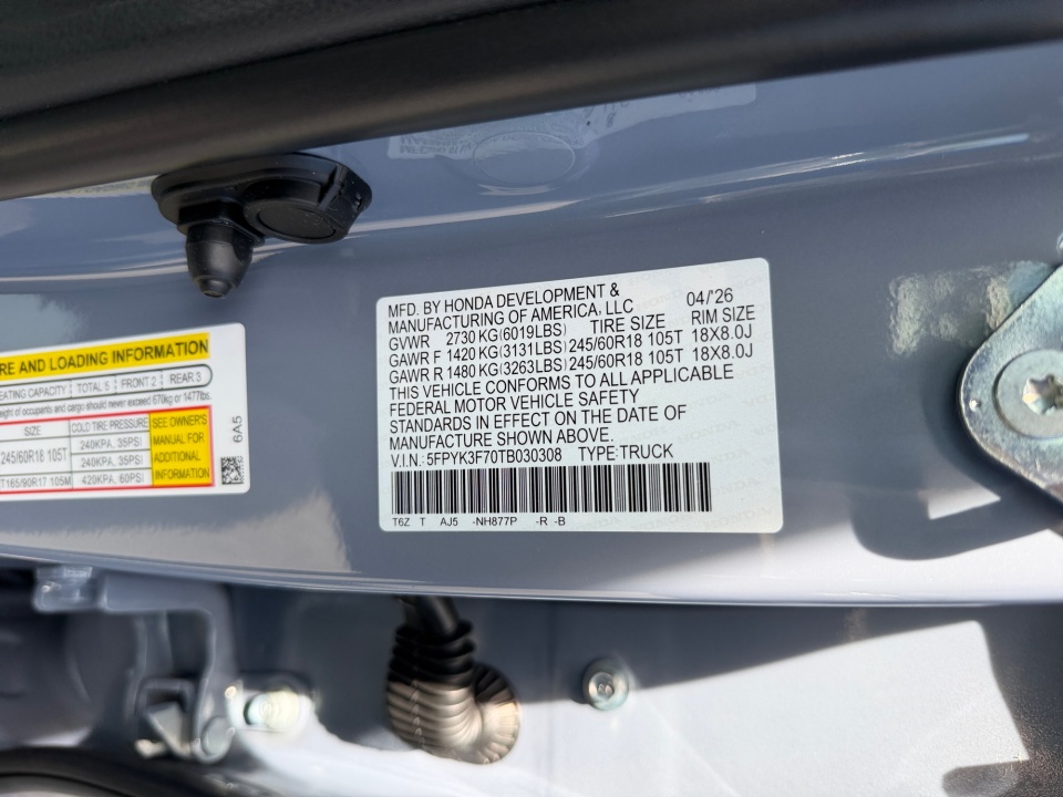 5FPYK3F70TB030308 2026 Honda Ridgeline TrailSport+