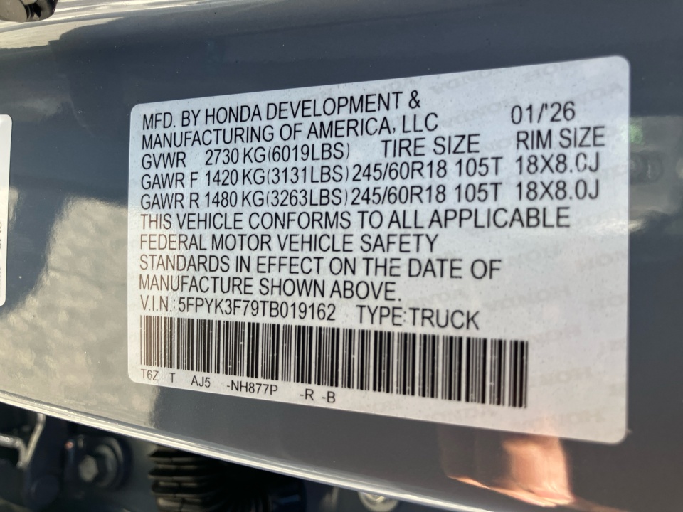 5FPYK3F79TB019162 2026 Honda Ridgeline TrailSport+