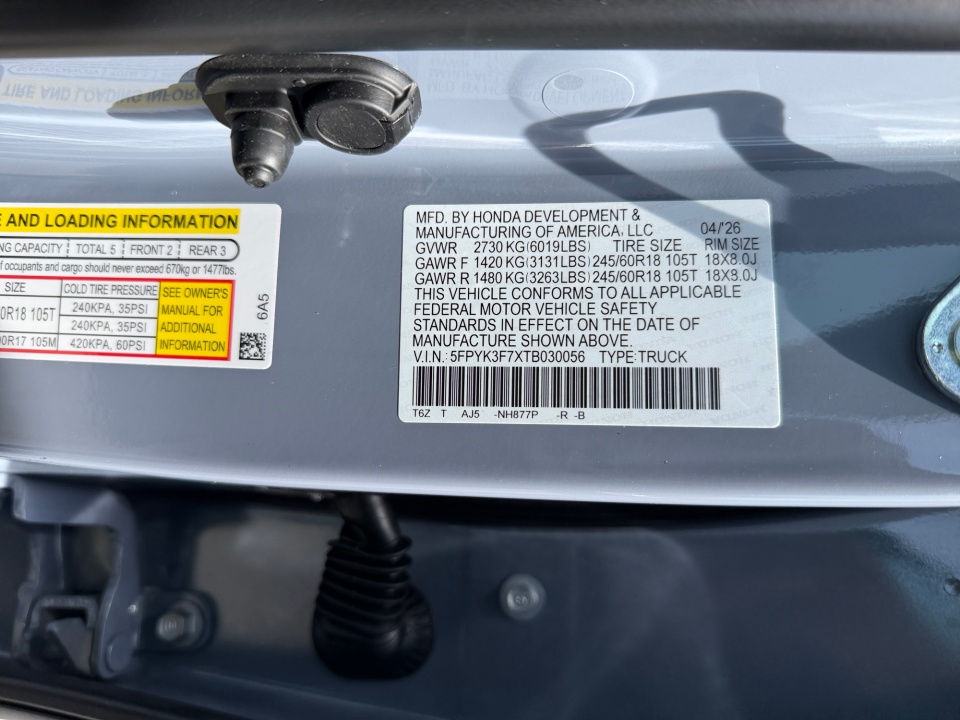 5FPYK3F7XTB030056 2026 Honda Ridgeline TrailSport+