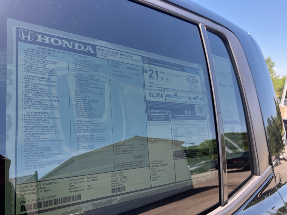 5FPYK3F8XTB032530 2026 Honda Ridgeline Black Edition