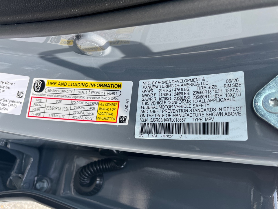 5J6RS3H4XTL018657 2026 Honda CR-V EX