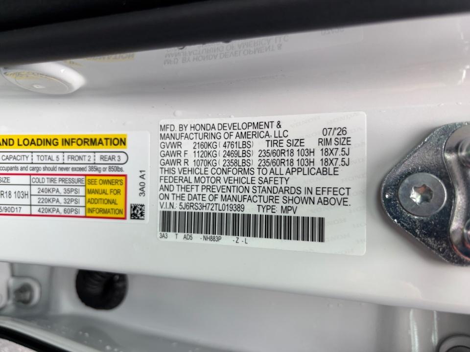5J6RS3H72TL019389 2026 Honda CR-V EX-L