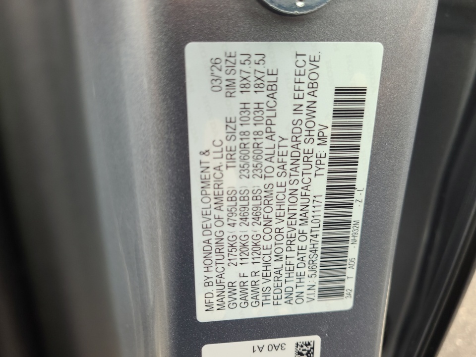 5J6RS4H74TL011171 2026 Honda CR-V EX-L AWD