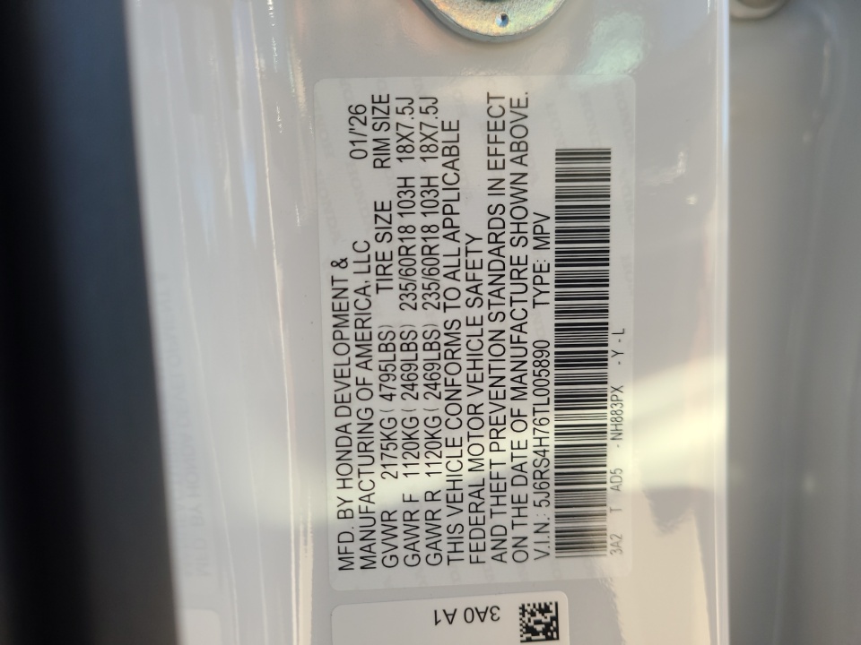 5J6RS4H76TL005890 2026 Honda CR-V EX-L AWD