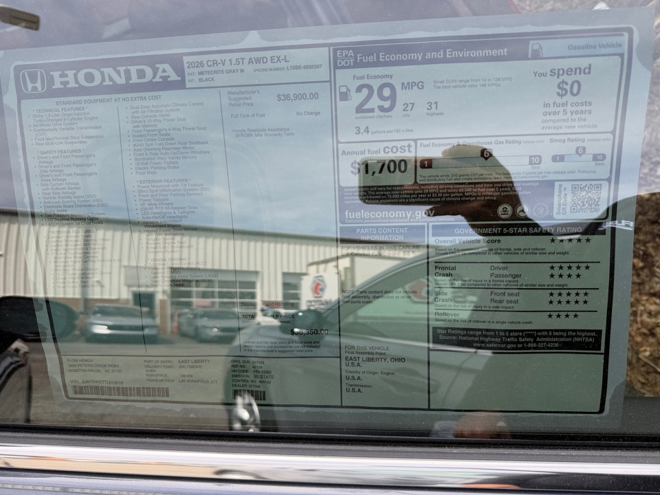 5J6RS4H77TL010516 2026 Honda CR-V EX-L AWD