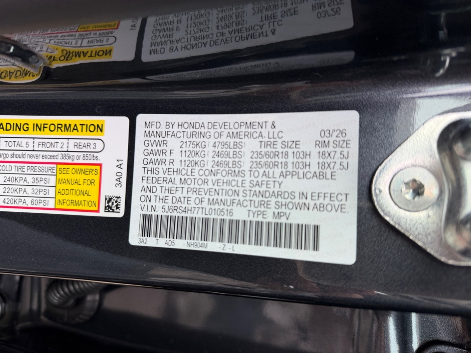 5J6RS4H77TL010516 2026 Honda CR-V EX-L AWD