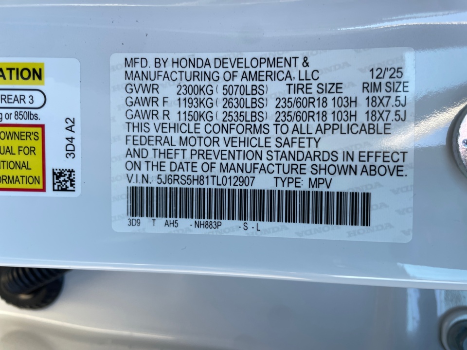 5J6RS5H81TL012907 2026 Honda CR-V Hybrid 2WD Sport-L