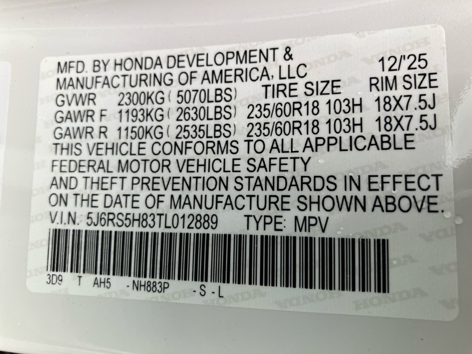 5J6RS5H83TL012889 2026 Honda CR-V Hybrid 2WD Sport-L