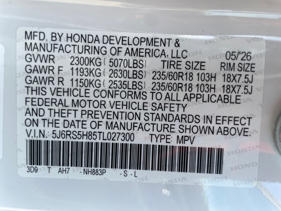 5J6RS5H85TL027300 2026 Honda CR-V Hybrid Sport-L