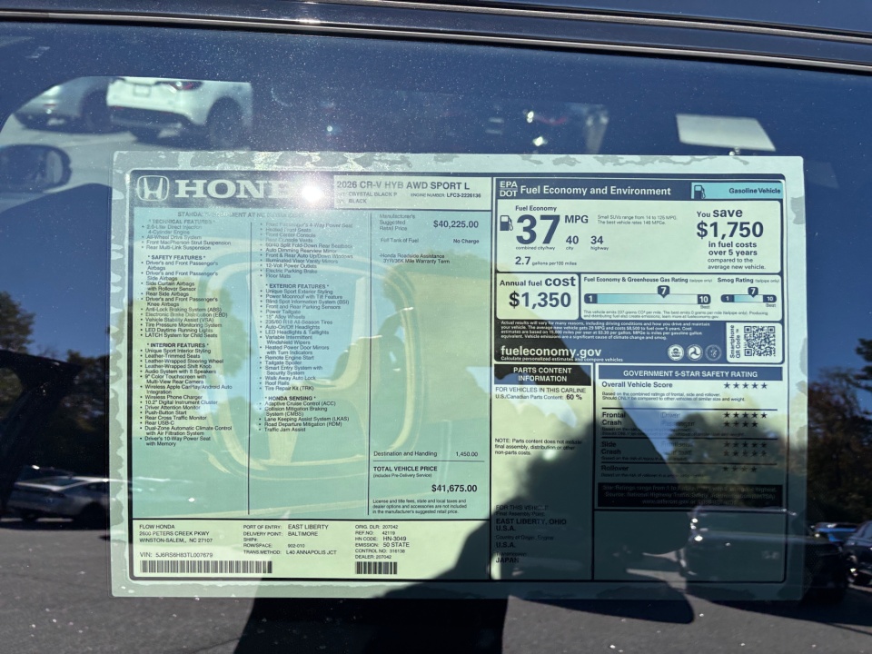 5J6RS6H83TL007679 2026 Honda CR-V Hybrid AWD Sport-L