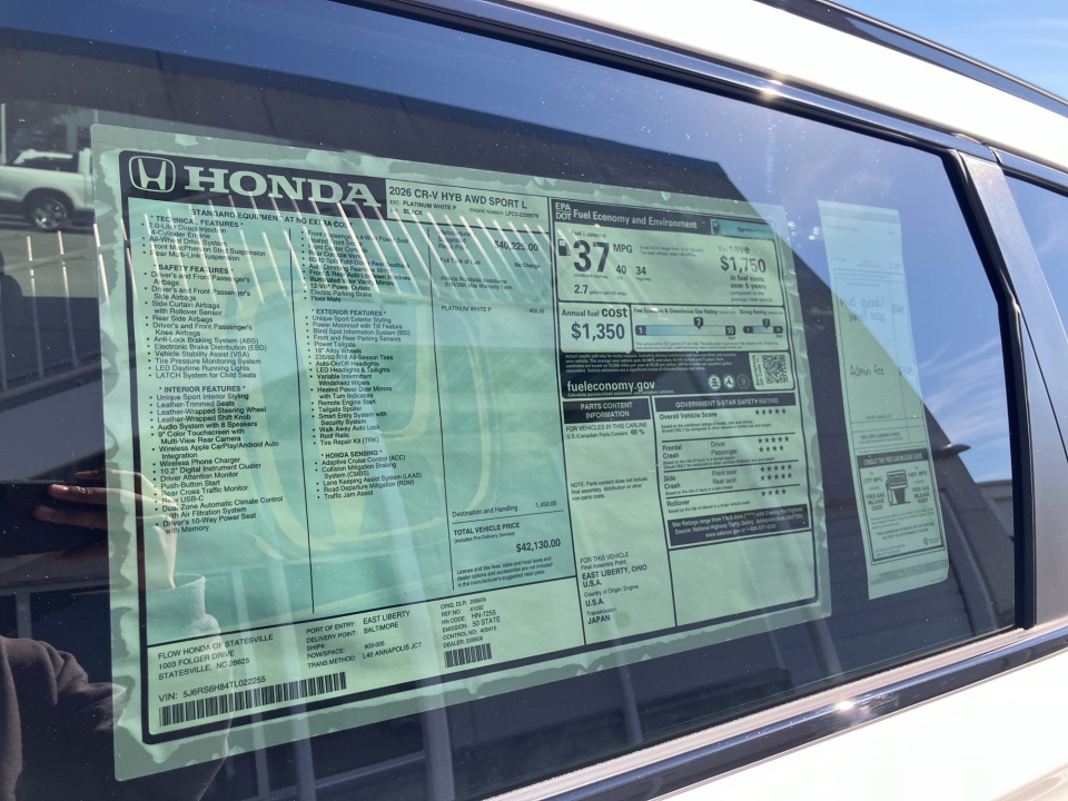 5J6RS6H84TL022255 2026 Honda CR-V Hybrid AWD Sport-L