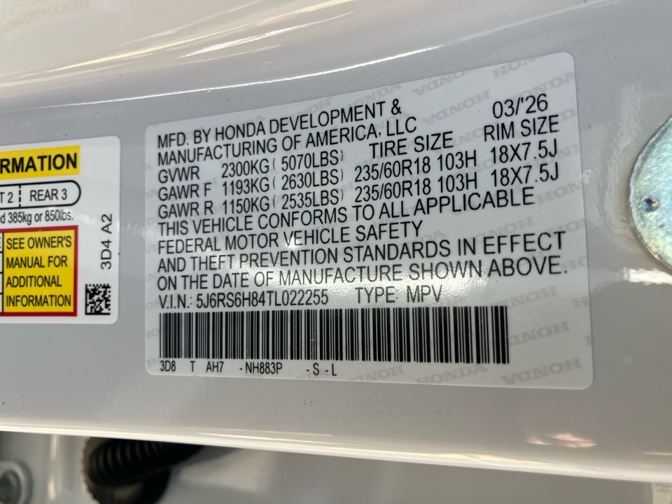 5J6RS6H84TL022255 2026 Honda CR-V Hybrid AWD Sport-L