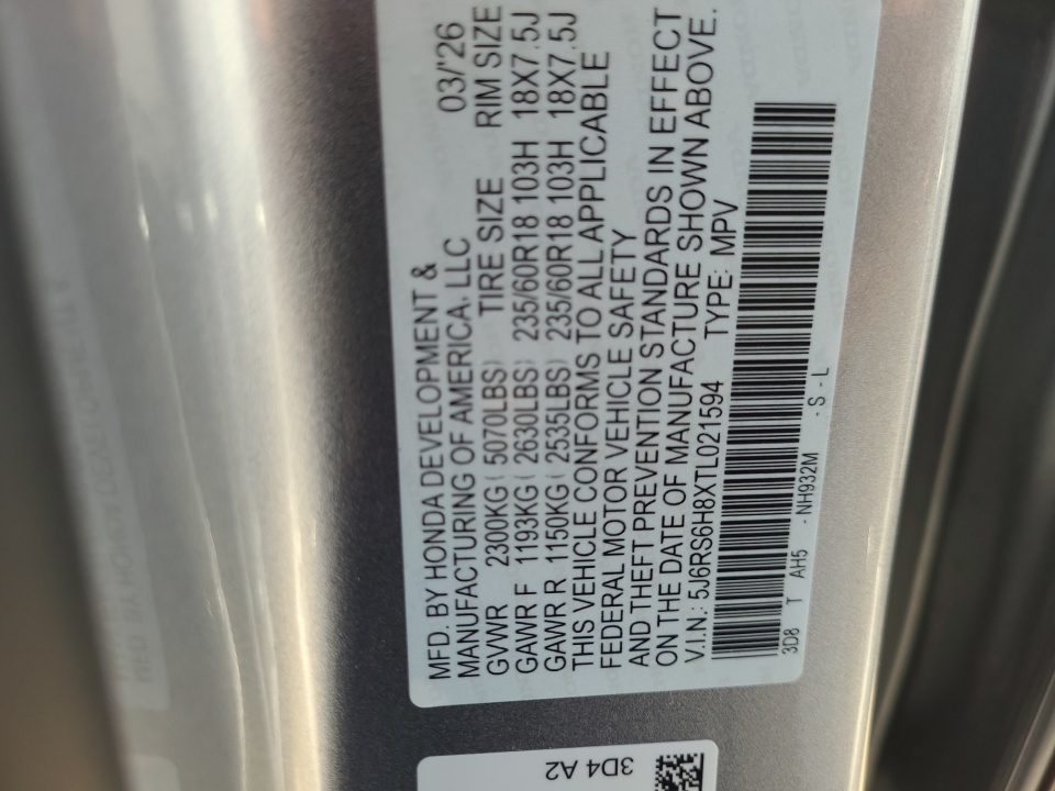 5J6RS6H8XTL021594 2026 Honda CR-V Hybrid AWD Sport-L