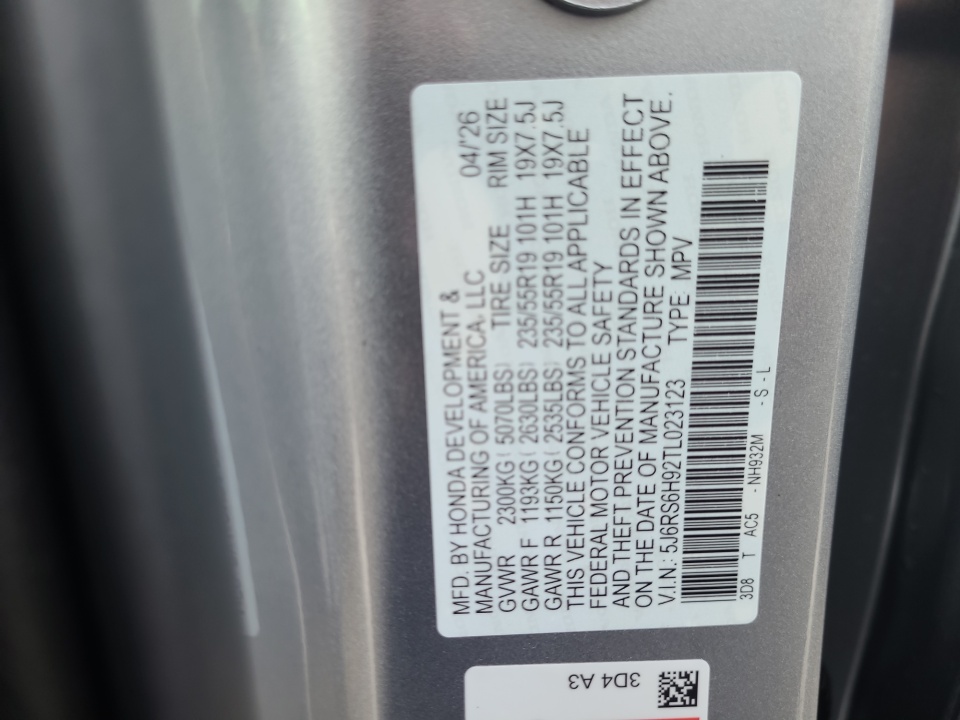 5J6RS6H92TL023123 2026 Honda CR-V Hybrid AWD Sport Touring