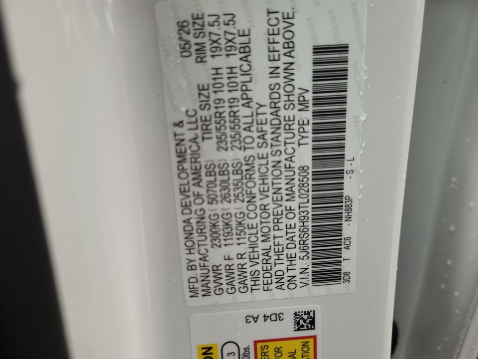 5J6RS6H93TL028508 2026 Honda CR-V Hybrid AWD Sport Touring
