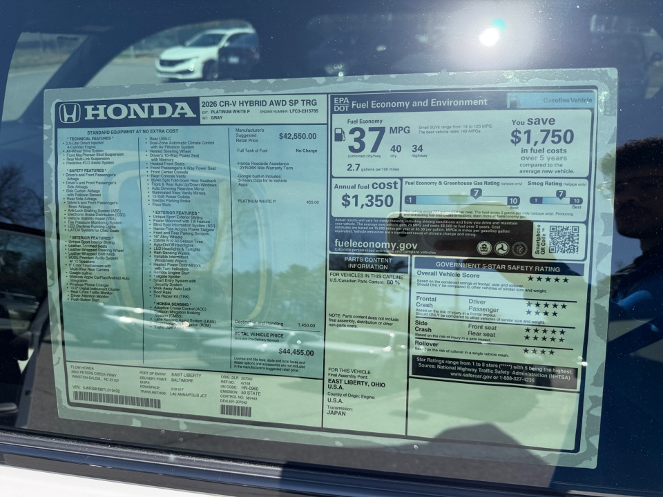 5J6RS6H96TL019432 2026 Honda CR-V Hybrid AWD Sport Touring