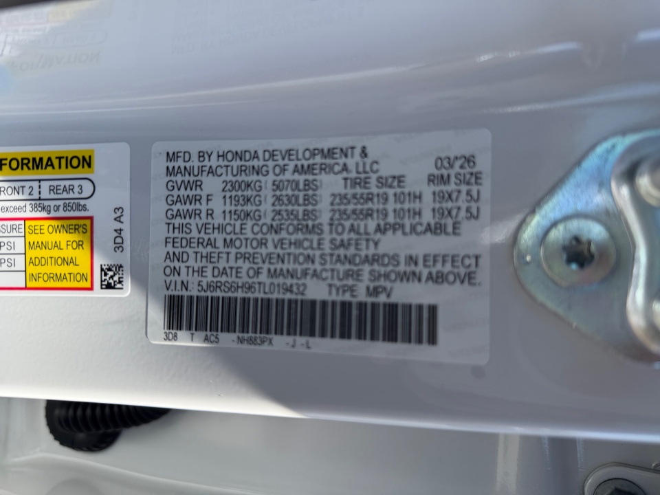 5J6RS6H96TL019432 2026 Honda CR-V Hybrid AWD Sport Touring