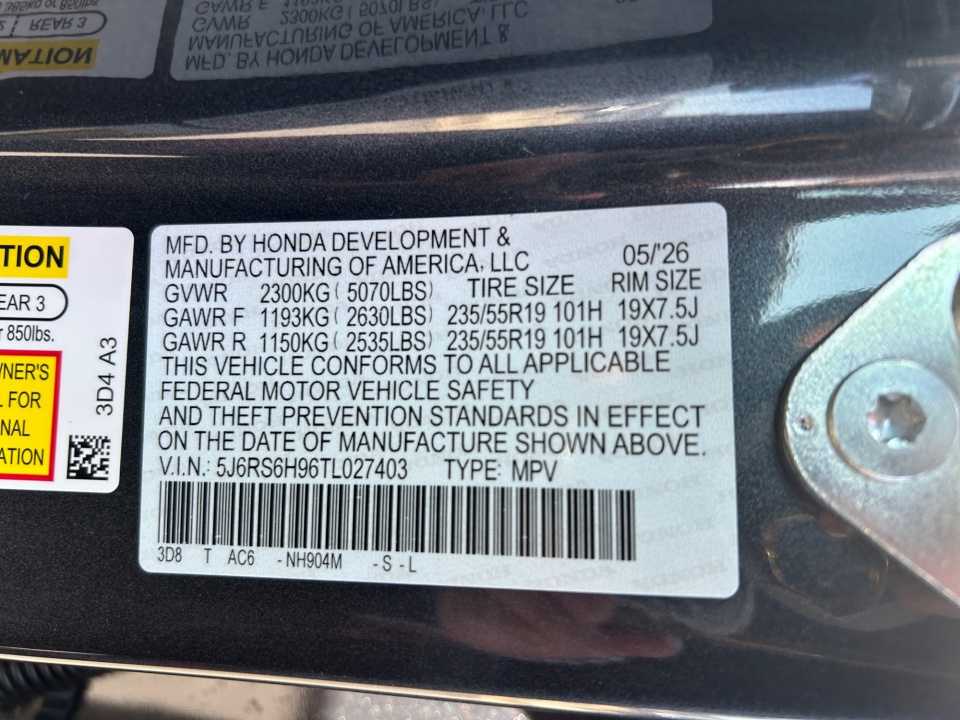 5J6RS6H96TL027403 2026 Honda CR-V Hybrid AWD Sport Touring
