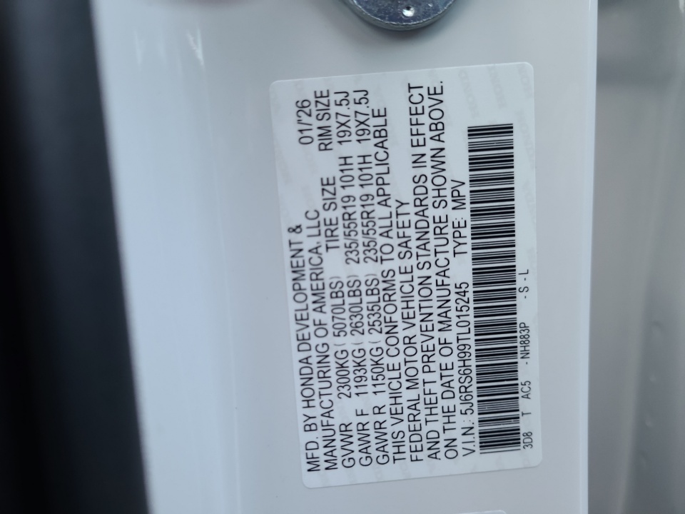 5J6RS6H99TL015245 2026 Honda CR-V Hybrid AWD Sport Touring