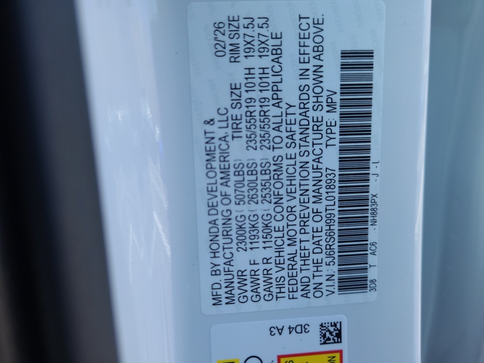 5J6RS6H99TL018937 2026 Honda CR-V Hybrid AWD Sport Touring