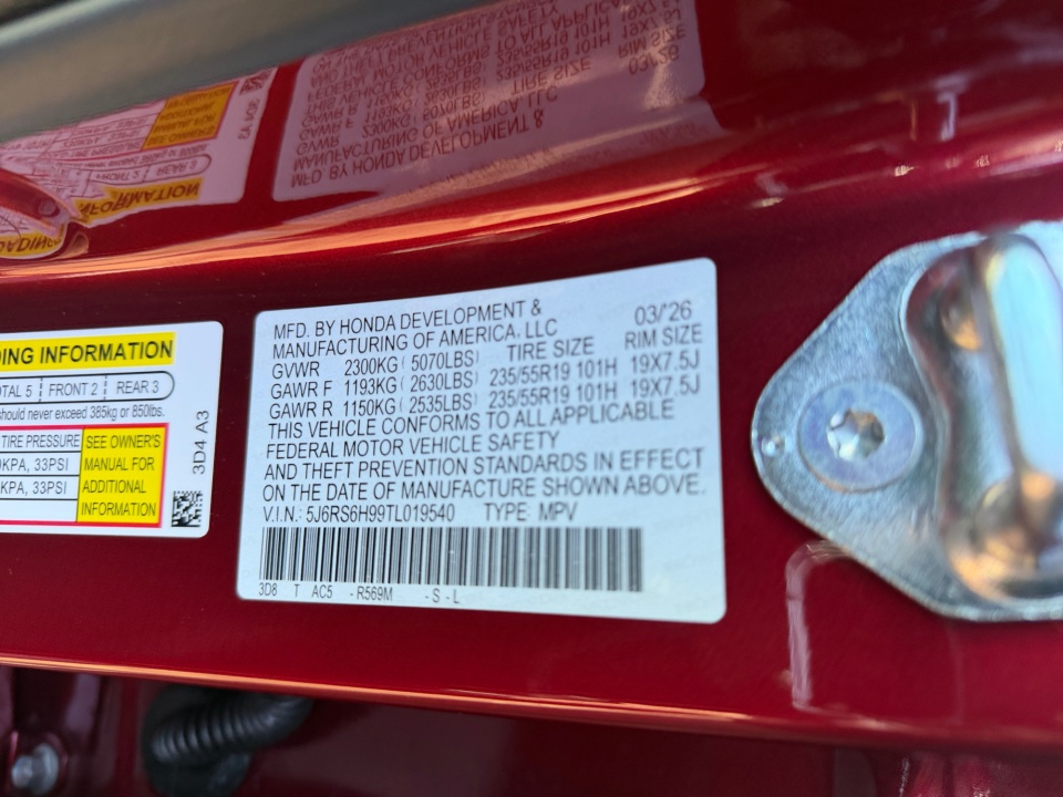 5J6RS6H99TL019540 2026 Honda CR-V Hybrid AWD Sport Touring