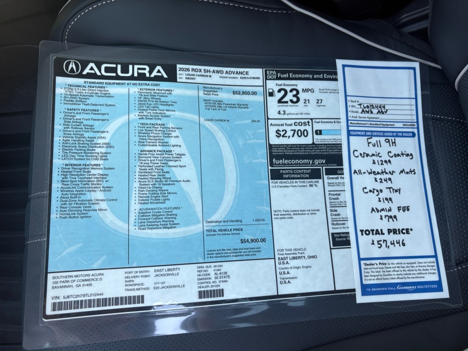 5J8TC2H79TL012444 2026 Acura RDX w/Advance Package