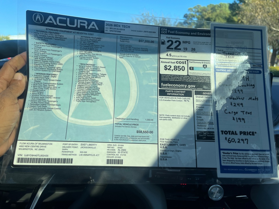 5J8YD9H40TL002435 2026 Acura MDX Technology Package