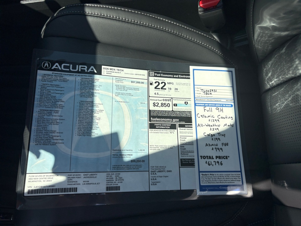 5J8YD9H45TL005931 2026 Acura MDX Technology Package