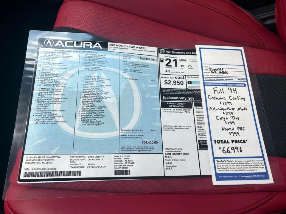 5J8YE1H09TL040385 2026 Acura MDX w/A-Spec Package