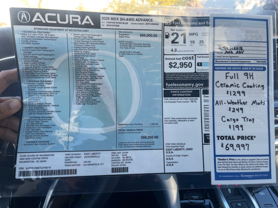 5J8YE1H85TL016218 2026 Acura MDX Advance Package