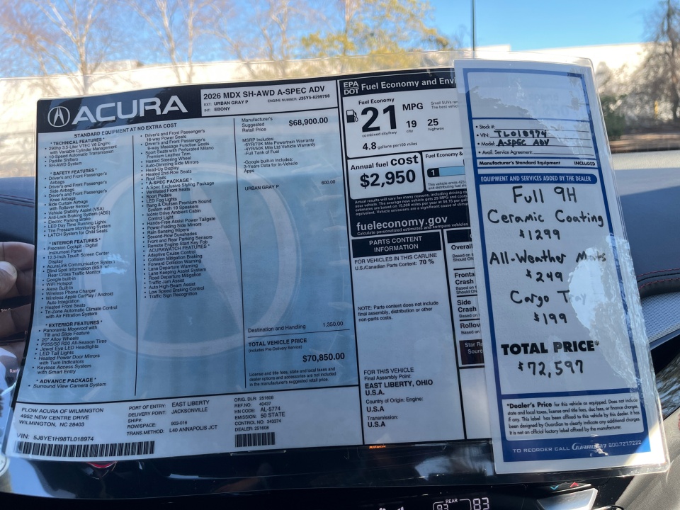 5J8YE1H98TL018974 2026 Acura MDX A-SPEC Advance Package