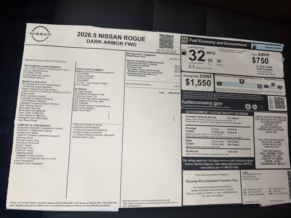 5N1BT3BA3TC753236 2026 Nissan Rogue Dark Armor