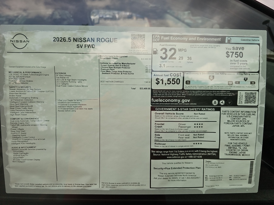 5N1BT3BA4TC857704 2026 Nissan Rogue SV