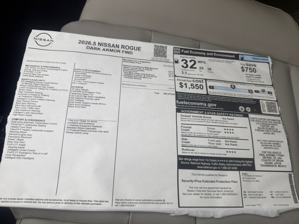 5N1BT3BA6TC743199 2026 Nissan Rogue Dark Armor