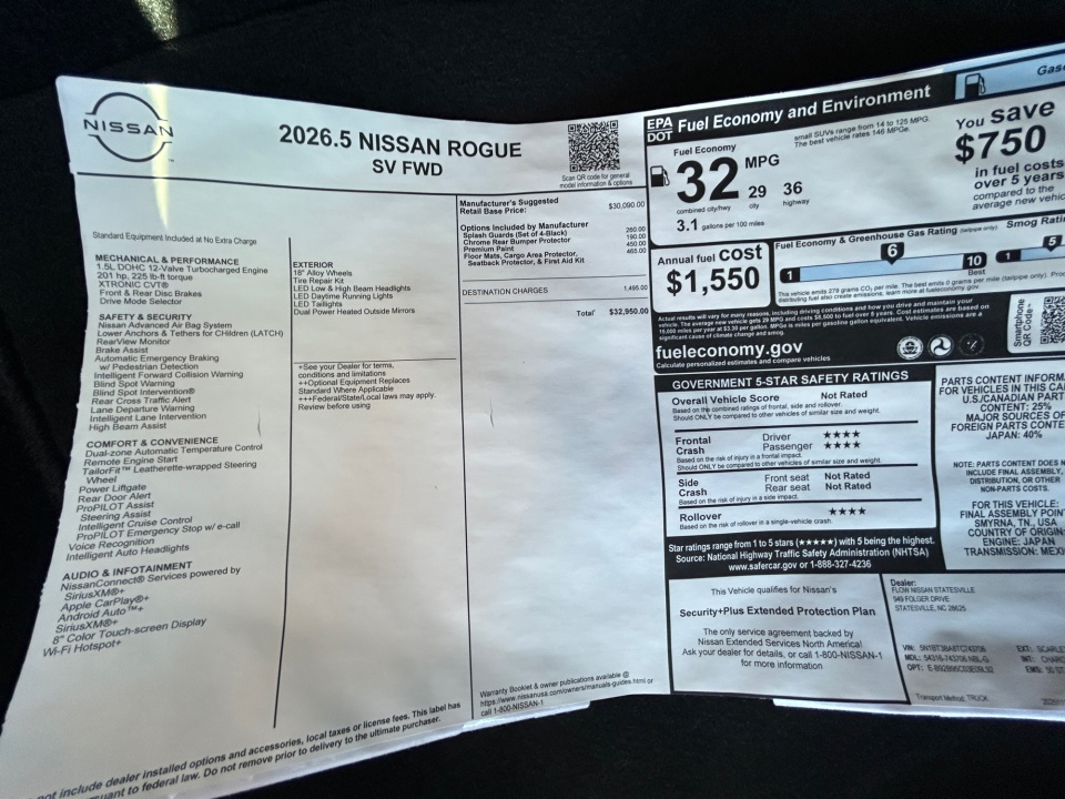 5N1BT3BA8TC743706 2026 Nissan Rogue SV