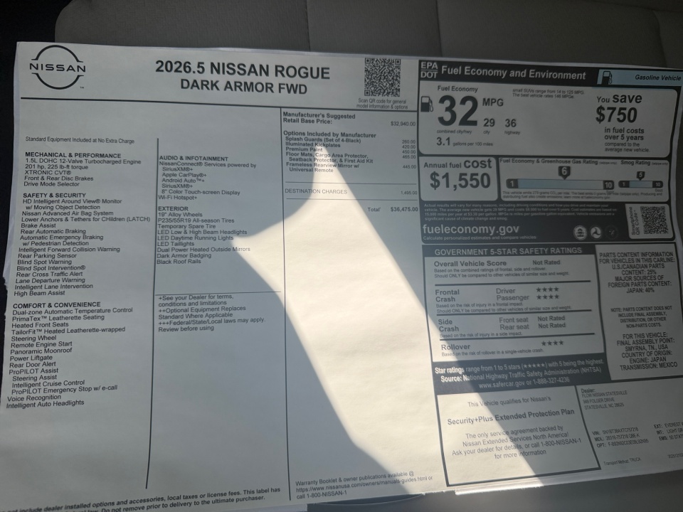 5N1BT3BAXTC757218 2026 Nissan Rogue Dark Armor