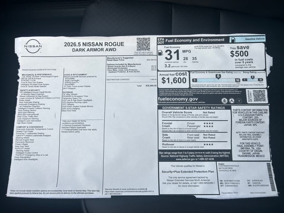 5N1BT3BB3TC747848 2026 Nissan Rogue Dark Armor