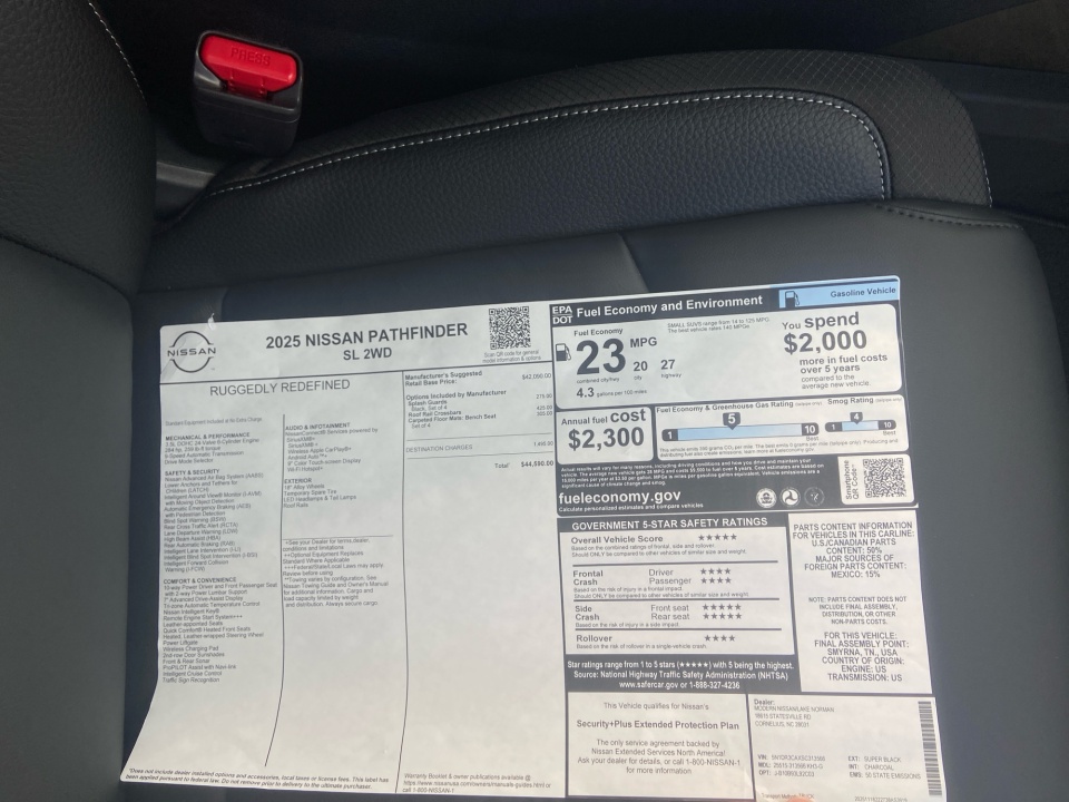 5N1DR3CAXSC313566 2025 Nissan Pathfinder SL FWD