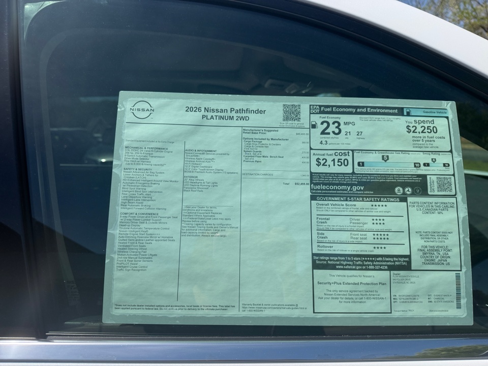 5N1DR3DM6TC235779 2026 Nissan Pathfinder Platinum