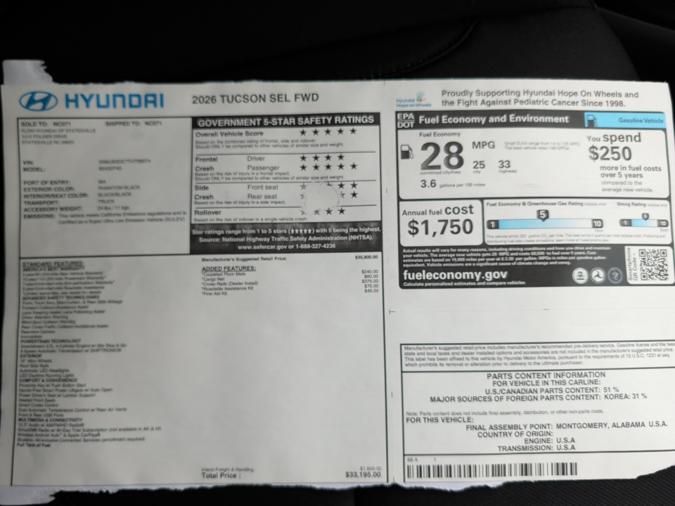 5NMJB3DE7TH706974 2026 Hyundai Tucson SEL