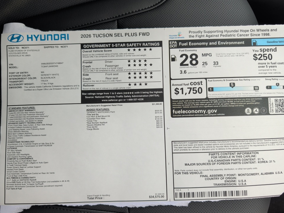 5NMJB3DE9TH749647 2026 Hyundai Tucson SEL Plus