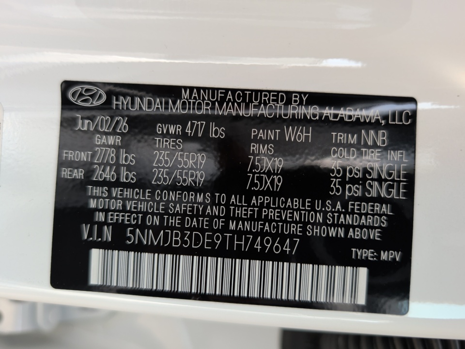 5NMJB3DE9TH749647 2026 Hyundai Tucson SEL Plus