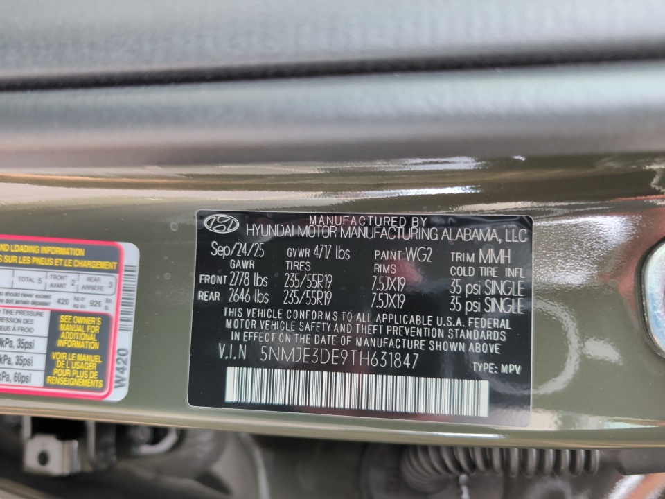 5NMJE3DE9TH631847 2026 Hyundai Tucson Limited