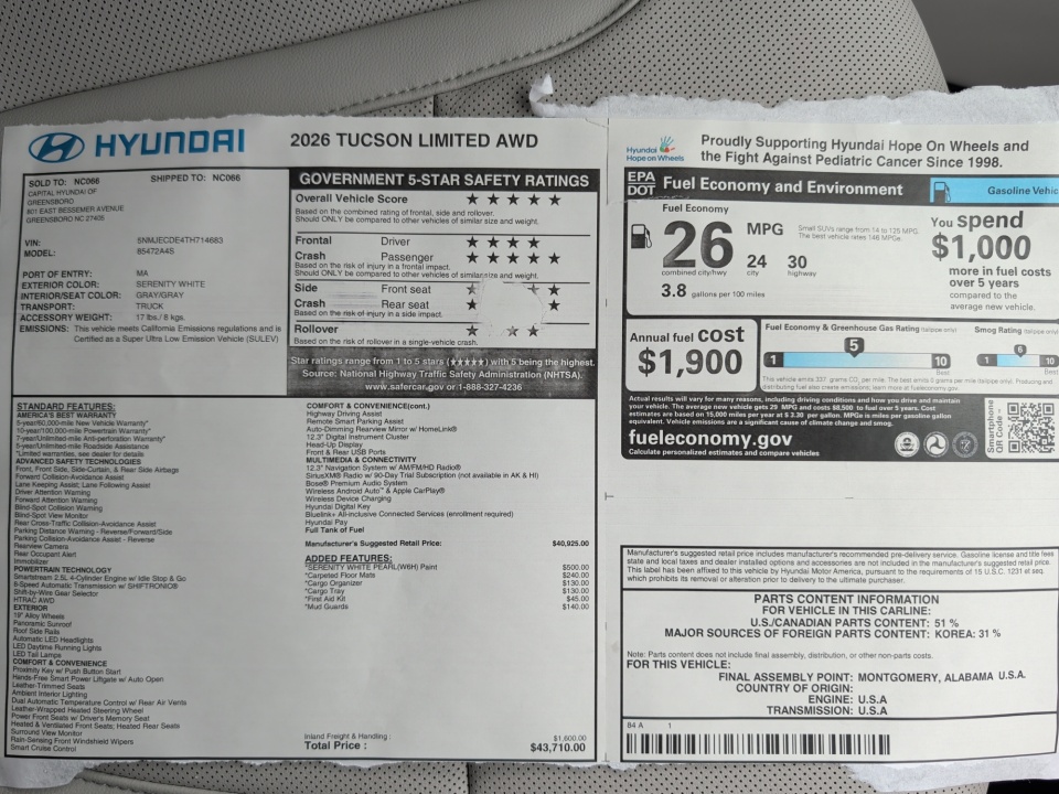 5NMJECDE4TH714683 2026 Hyundai Tucson Limited