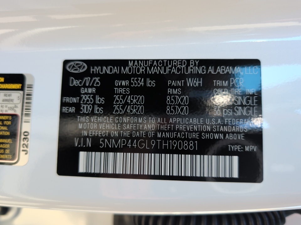 5NMP44GL9TH190881 2026 Hyundai Santa Fe Limited