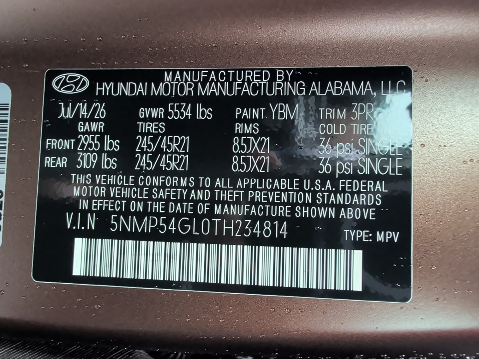 5NMP54GL0TH234814 2026 Hyundai Santa Fe Calligraphy
