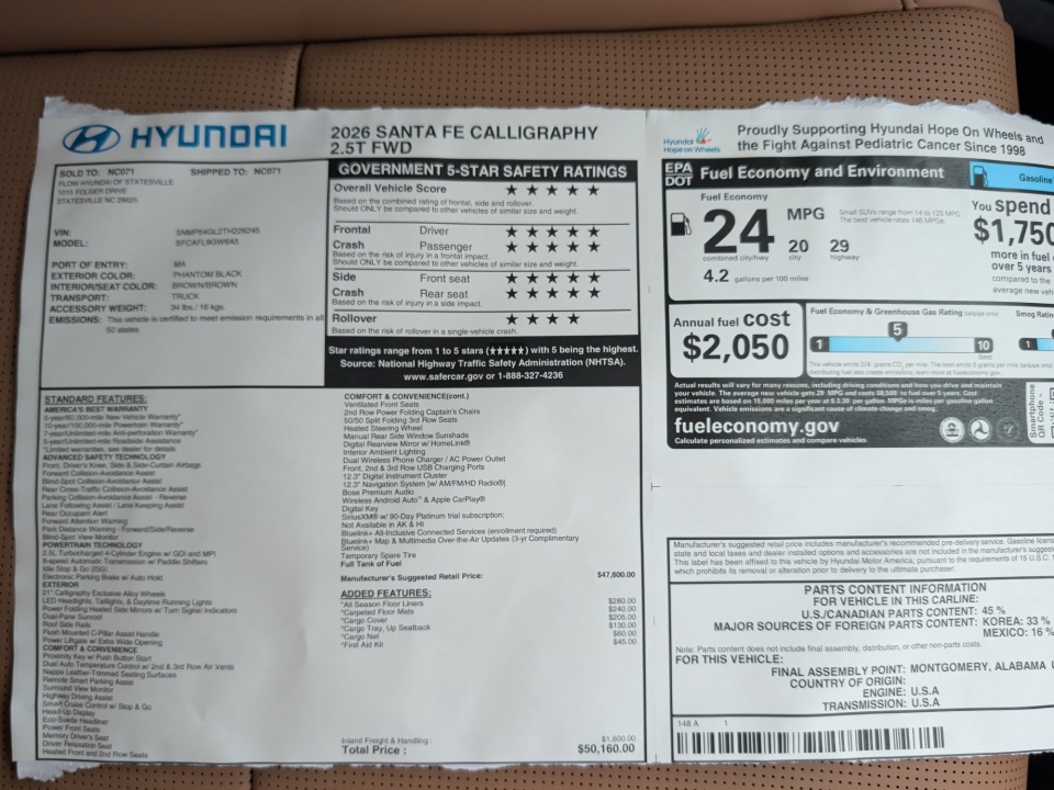 5NMP54GL2TH226245 2026 Hyundai Santa Fe Calligraphy